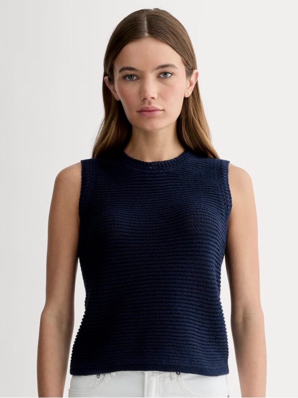 Everlane Organic Cotton Open-Stitch Knit Tank Navy XL